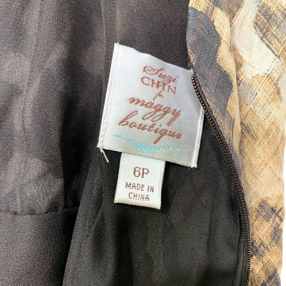 SUZI CHIN for Maggy Boutique Animal Print Sleeveless Sheath Dress‎ Sz 6P - Picture 9 of 9